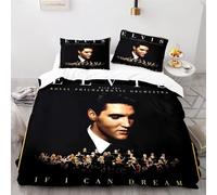 Enfunt-Home Elvis Presley Duvet Cover Set Soft Lightweight Microfiber 3 Piece Bedding Set with 2 Pillowcase Kids Quilt Cover Closure Single 135 x 200 cm
