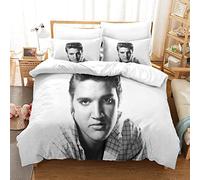 Enfunt-Home Elvis Presley Duvet Cover Set Soft Lightweight Microfiber 3 Piece Bedding Set with 2 Pillowcase Kids Quilt Cover Closure Double 200 x 200 cm