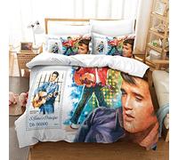 Enfunt-Home Elvis Presley Duvet Cover Set Soft Lightweight Microfiber 3 Piece Bedding Set with 2 Pillowcase Kids Quilt Cover Closure Single 135 x 200 cm