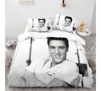Enfunt-Home Elvis Presley Duvet Cover Set Soft Lightweight Microfiber 3 Piece Bedding Set with 2 Pillowcase Kids Quilt Cover Closure Single 135 x 200 cm
