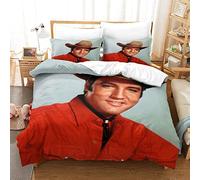 Enfunt-Home Elvis Presley Duvet Cover Set Soft Lightweight Microfiber 3 Piece Bedding Set with 2 Pillowcase Kids Quilt Cover Closure Double 200 x 200 cm