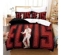 Enfunt-Home Elvis Presley Duvet Cover Set Soft Lightweight Microfiber 3 Piece Bedding Set with 2 Pillowcase Kids Quilt Cover Closure Single 135 x 200 cm