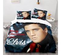 Enfunt-Home Elvis Presley Duvet Cover Set Soft Lightweight Microfiber 3 Piece Bedding Set with 2 Pillowcase Kids Quilt Cover Closure Single 135 x 200 cm