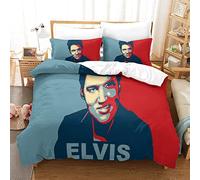 Enfunt-Home Elvis Presley Duvet Cover Set Soft Lightweight Microfiber 3 Piece Bedding Set with 2 Pillowcase Kids Quilt Cover Closure Single 135 x 200 cm