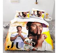Enfunt-Home Jude Bellingham Duvet Cover Set Soft Lightweight Microfiber 3 Piece Bedding Set with 2 Pillowcase Kids Quilt Cover Closure Single 135 x 200 cm