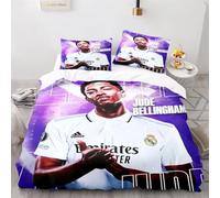 Enfunt-Home Jude Bellingham Duvet Cover Set Soft Lightweight Microfiber 3 Piece Bedding Set with 2 Pillowcase Kids Quilt Cover Closure Single 135 x 200 cm