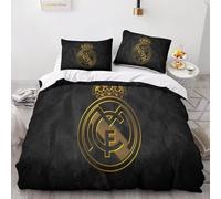 Enfunt-Home Real Madrid Duvet Cover Set Soft Lightweight Microfiber 3 Piece Bedding Set with 2 Pillowcase Kids Quilt Cover Closure Single 135 x 200 cm