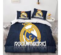 Enfunt-Home Real Madrid Duvet Cover Set Soft Lightweight Microfiber 3 Piece Bedding Set with 2 Pillowcase Kids Quilt Cover Closure Single 135 x 200 cm