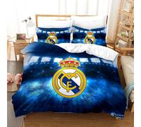 Enfunt-Home Real Madrid Duvet Cover Set Soft Lightweight Microfiber 3 Piece Bedding Set with 2 Pillowcase Kids Quilt Cover Closure Single 135 x 200 cm
