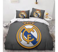Enfunt-Home Real Madrid Duvet Cover Set Soft Lightweight Microfiber 3 Piece Bedding Set with 2 Pillowcase Kids Quilt Cover Closure Single 135 x 200 cm