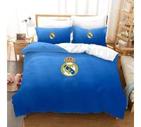 Enfunt-Home Real Madrid Duvet Cover Set Soft Lightweight Microfiber 3 Piece Bedding Set with 2 Pillowcase Kids Quilt Cover Closure Single 135 x 200 cm