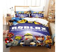 Enfunt-Home Roblox Duvet Cover Set Soft Lightweight Microfiber 3 Piece Bedding Set with 2 Pillowcase Kids Quilt Cover Closure Single 135 x 200 cm