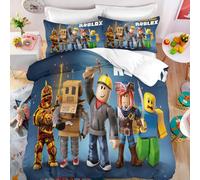 Enfunt-Home Roblox Duvet Cover Set Soft Lightweight Microfiber 3 Piece Bedding Set with 2 Pillowcase Kids Quilt Cover Closure Single 135 x 200 cm
