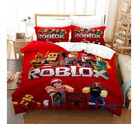 Enfunt-Home Roblox Duvet Cover Set Soft Lightweight Microfiber 3 Piece Bedding Set with 2 Pillowcase Kids Quilt Cover Closure Single 135 x 200 cm