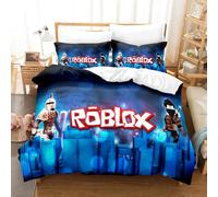Enfunt-Home Roblox Duvet Cover Set Soft Lightweight Microfiber 3 Piece Bedding Set with 2 Pillowcase Kids Quilt Cover Closure Single 135 x 200 cm