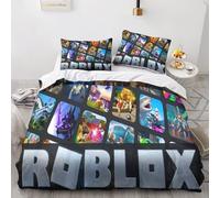 Enfunt-Home Roblox Duvet Cover Set Soft Lightweight Microfiber 3 Piece Bedding Set with 2 Pillowcase Kids Quilt Cover Closure Single 135 x 200 cm