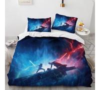 Enfunt-Home Star Movies Duvet Cover Set Star War 135 x 200 cm Soft Lightweight Microfiber 3 Piece Bedding Set with 2 Pillowcase Kids Quilt Cover Closure Single
