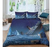 Enfunt-Home Titanic Duvet Cover Set Soft Lightweight Microfiber 3 Piece Bedding Set with 2 Pillowcase Kids Quilt Cover with Zipper Closure Single 135 x 200 cm