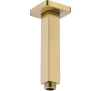 Enga 6 Inch Square Shower Arm with Flange, Ceiling Mount Replacement Rain Shower Head Straight Arm, Brushed Gold