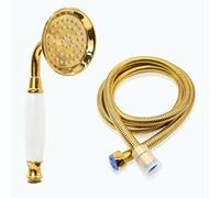 ENGA Vintage Hand-held Shower Rain Sprayer Telephone Shaped Brass Ceramic Shower Head with 59 Inch Hose for Bathroom (Gold Finish)