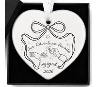 Engaged 2026 Christmas Ceramic Ornament, Our Adventure Awaits Keepsake | Engaged 2026, Wedding Gift for Couples 2026, Engagement Party Decorations,Bride Shower Gifts for Newlywed Couple,Women,Her