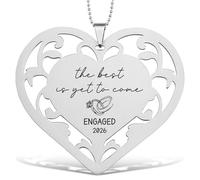 Engaged 2026 Ornament - The Best is Yet to Come Stainless Steel Heart with Bead Chain, Engraved Engagement Gift Keepsake for Couples, Newly Engaged Christmas Tree Decoration - FGC461