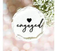 Engaged Cake Topper,Acrylic Engaged Heart Sign,Black We're Engaged Cake Decor for Engagement Party Bridal Showers & Anniversaries Party Decorations
