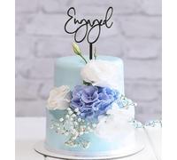 Engaged Cake Topper, Acrylic Engagement Theme Cake Topper, Wedding Anniversary Bridal Shower Bachelorette Party Cake Decorations,Dessert Decor, DIY Cake Decoration-Black