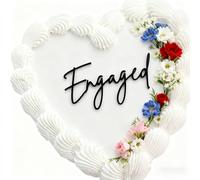 Engaged Cake Topper, Black Acrylic Wedding Engagement Party Cake Decoration, Bridal Shower Cake Sign Cake Charm Dessert Decor Bachelorette Party Supplies