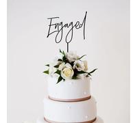 Engaged Cake Topper - Gold Acrylic Greeny Wedding Anniversary Cake Topper Decoration, Bride and Groom Cake Toppers (Engaged-Black)