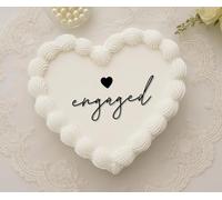 Engaged Cake Topper With Heart,Black Acrylic Love Heart Cupcake Pick Decorations for Wedding Engagement Theme Party Cake Decorations