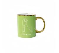 Engaged Coffee Mug, Engagement Gift for Couples, Laser Etched Wedding Ceramic Mug, Gold Handle & Rim, EST 2026 Keepsake for Bride-to-Be & Fiance, Bridal Shower, 12oz, Anniversary (Emerald Green-1PC)
