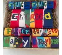 Engaged, Fiance, novelty chocolate box. Pride, LGBTQ, wedding congratulations (7 inch sweet treats box, Main bar - mint choc)