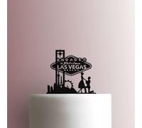 Engaged in Fabulous Las Vegas Couple - Acrylic Cake Topper 8 Inch Width/Blue