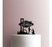 Engaged in Fabulous Las Vegas Gay Couple - Acrylic Cake Topper 8 Inch Width/Black