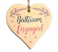 Engaged Vacant Bathroom Heart Shaped Door Sign | Hanging Made From Wood CB | Double Sided Occupied Cherry Blossom Design Plaque | Home Decor