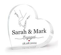 Engagement Acrylic Plaque Gift For Couples Friends Her Him, Personalised Sign Gift For Engaged Couple, Acrylic Clear Block Keepsake