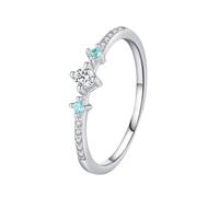 Engagement Bands for Women White Gold, Moissanite Ring 9K Gold Round Shape Dainty Stackable with Jewelry Box Size L 1/2