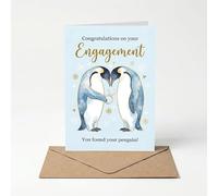 Engagement Card for Couples - Cute You Found Your Penguin Greeting Cards, Anti-Bend 12x18cm Thick Cardstock with Kraft Envelope, Congratulations Gifts for Newly Engaged Friend Daughter Son