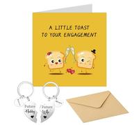Engagement Card For Couples Gifts - Includes Funny Personalised Card, Keychain & Envelope Handmade Toast Design for Couples, Fiancé, Daughter & Son Wedding, Anniversary Or Engagement Day