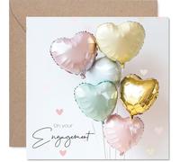 Engagement Card for Couples - Love Heart Balloons - Congratulations Gifts, Congrats Well Done Card for Friends Family Colleague Neighbour, 145mm Happy Fiance Fiancee Greeting Cards