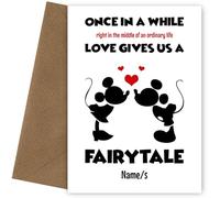 Engagement Card for Couples - Minnie & Mickey Mouse - As Wedding Day Card, Anniversary Cards for Husband, Wife, Boyfriend or Girlfriend