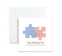 Engagement Card for Couples - The Perfect Fit Puzzle Piece Design - Cute Congratulations Proposal Greeting for Fiancée Wife Husband - Romantic Missing Piece Quote, Blank Inside