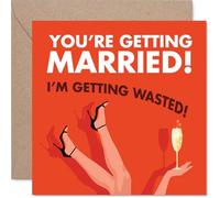 Engagement Card for Couples - Wasted - Congratulations Gifts, Congrats Well Done Card for Friends Family Colleague Neighbour, 145mm Fiance Fiancee Greeting Cards