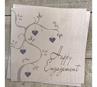 Engagement Card, Silver Heart Tree Handmade by White Cotton Cards WB195