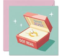 Engagement Cards for Couples - Got Real - Congratulations Happy Engagement Gifts, Congrats Well Done Card, 145mm Wedding Marriage Greeting Cards for Couples Fiance Fiancee