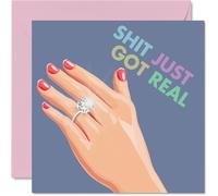 Engagement Cards for Couples - Real S**t - Congratulations Happy Engagement Gifts, Congrats Well Done Card, 145mm Wedding Marriage Greeting Cards for Couples Fiance Fiancee
