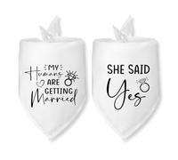Engagement Gift Dog Wedding Bandana 2 Pack She Said Yes Dog Bandana for Dogs Perfect Engagement Announcement Gift for Couples Pet Scarf for Small Medium Cats Dogs