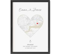 Engagement Gift Personalised Map, Engagement Print, for Engaged Couple, Engagement Gifts