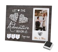 Engagement Gifts for Couple, Wedding Countdown Heart Thumbprint Engagement Picture Frame and Ink Kit, Bride to be Gift, Cool Engagement Gifts for Her Women, Fiance Gifts, Engagement Party Decoration